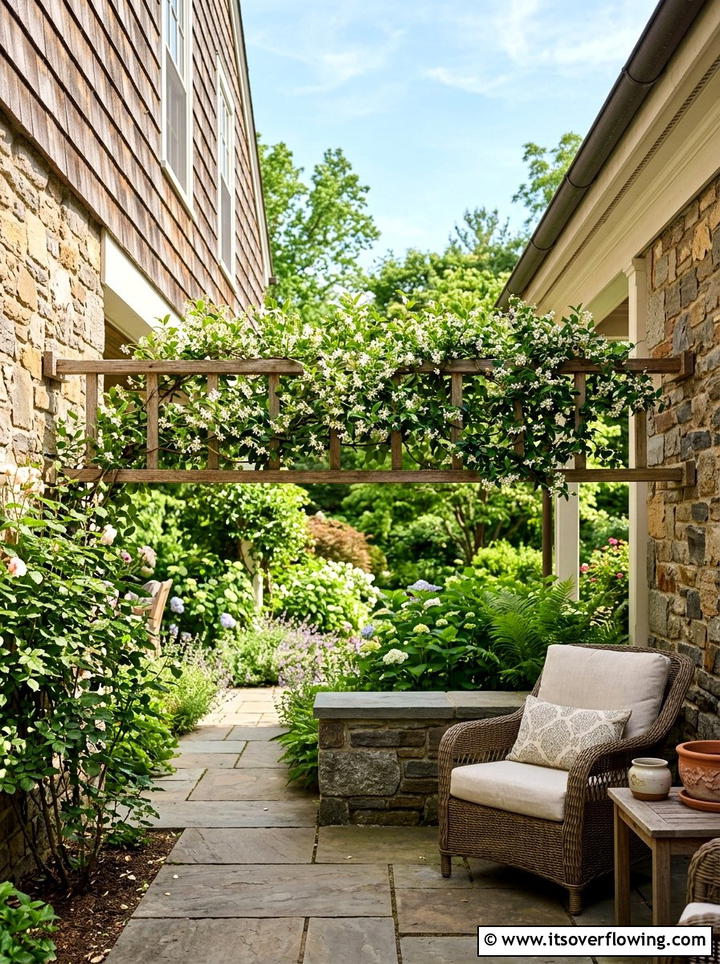 Horizontal Ladder Porch Trellis - 25 front porch ideas with repurposed ladders