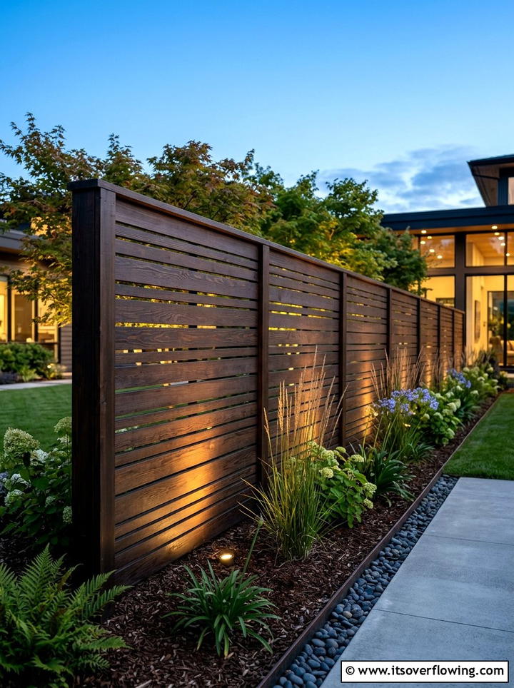 Horizontal Slat Fence - 25 garden ideas with fence decor