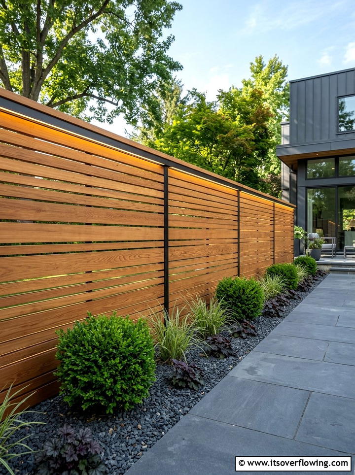 Horizontal Wood Slat Fence - 25 garden ideas with wall decor