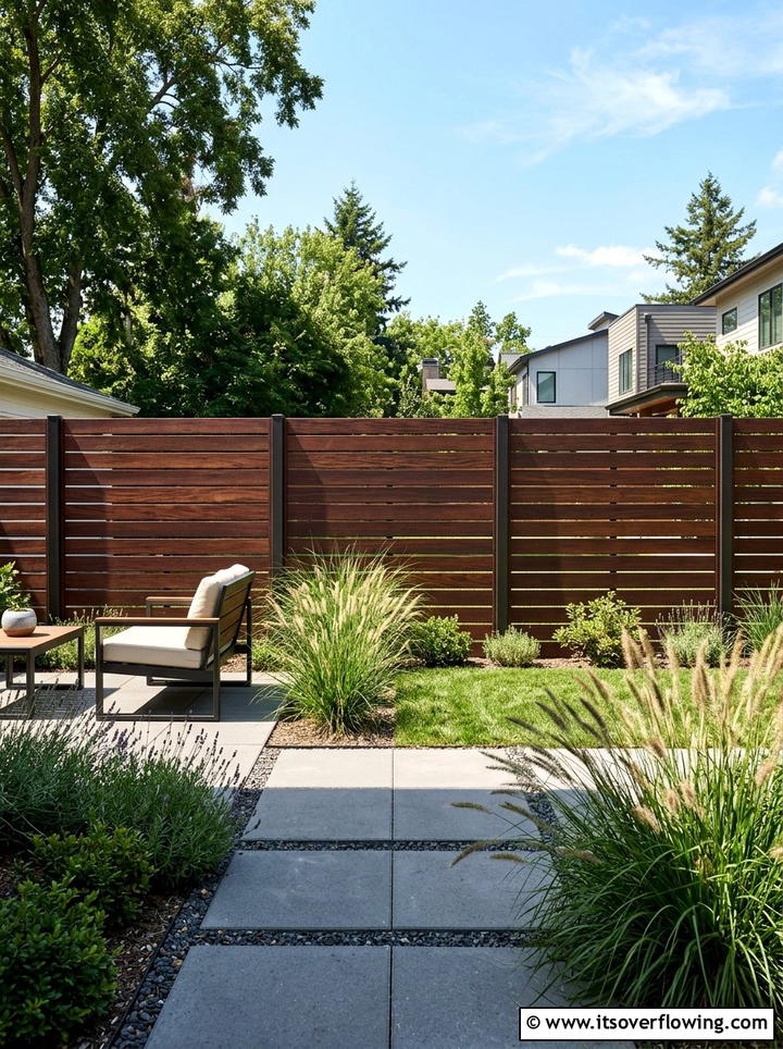 Horizontal slat fence - 25 backyard decorating ideas with fence decor