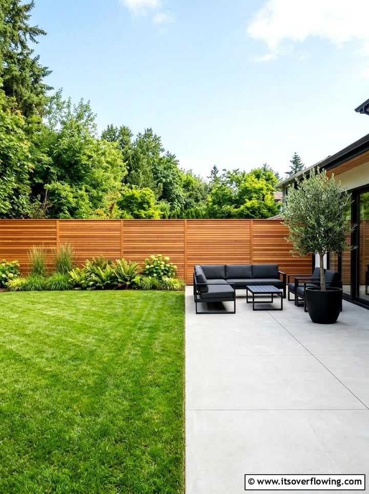 Horizontal wood fence - 25 backyard ideas with fence