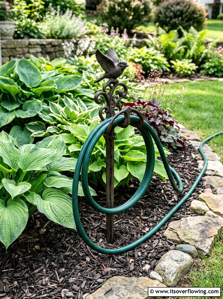 Hose guide stake - 25 garden ideas with decorative stakes