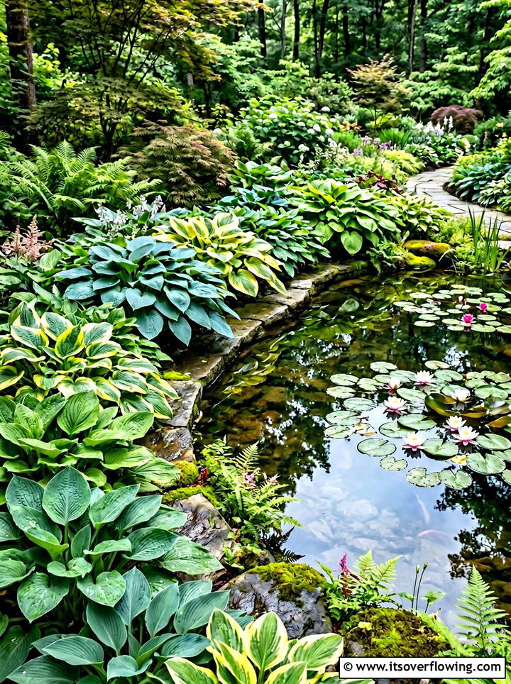 Hosta garden pond edge - 25 garden ideas with hostas