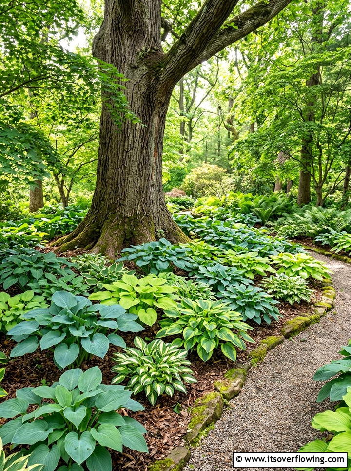 Hosta garden under trees - 25 garden ideas with hostas