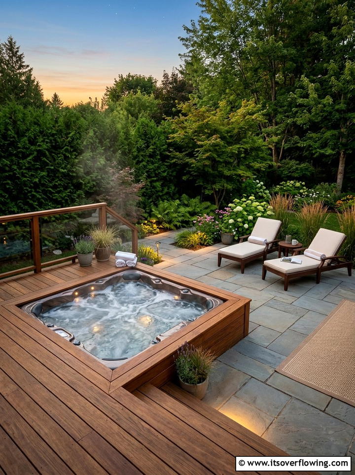 Hot Tub On Deck With Patio Surround - 25 garden design ideas with deck and patio