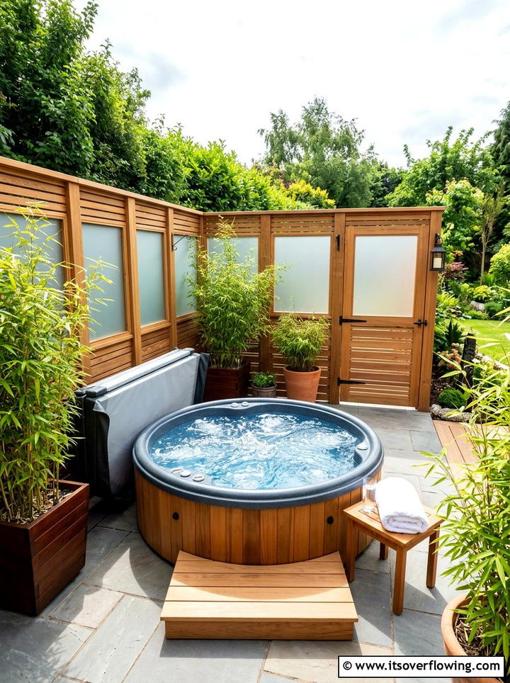 Hot Tub Privacy Enclosure - 25 backyard ideas for corner lots