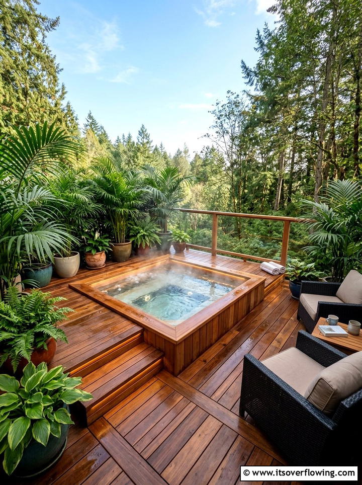 Hot tub deck - 25 backyard ideas with tropical retreat