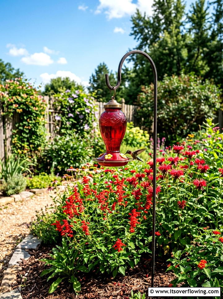 Hummingbird Feeder In Garden - 25 garden decor ideas for pollinator gardens