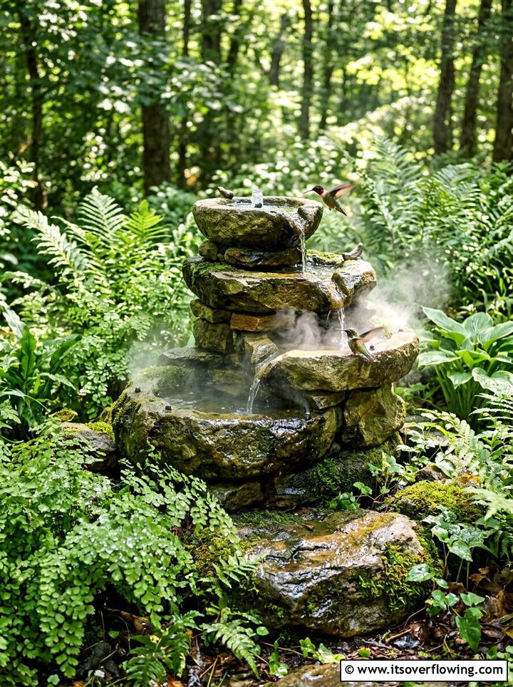 Hummingbird Fountain With Misters - 25 garden ideas for hummingbirds