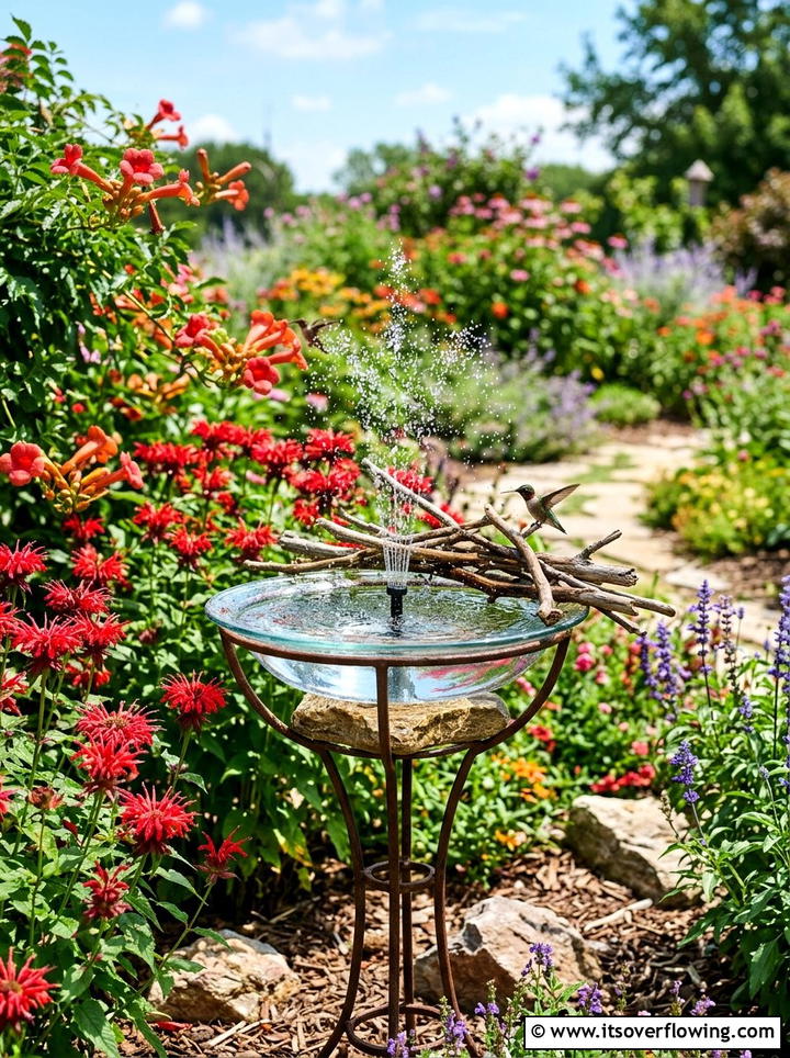 Hummingbird Garden Bird Bath - 25 garden ideas with bird baths