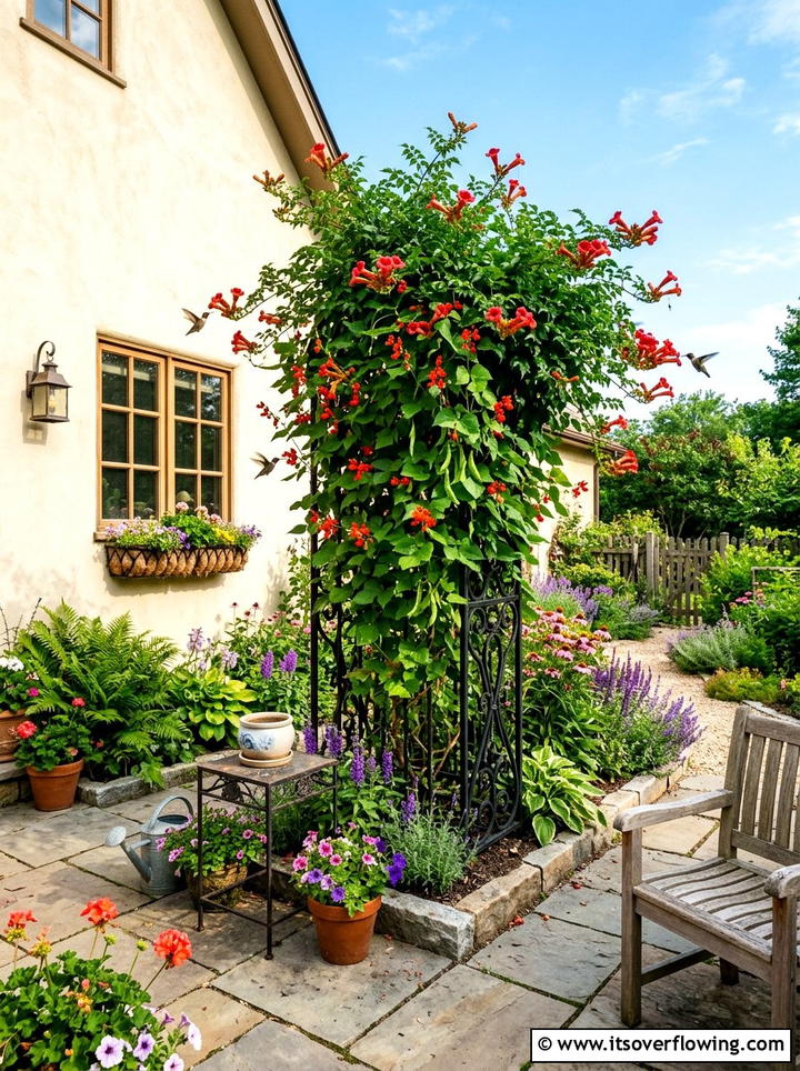 Hummingbird garden trellis - 25 small garden ideas with pollinator plants