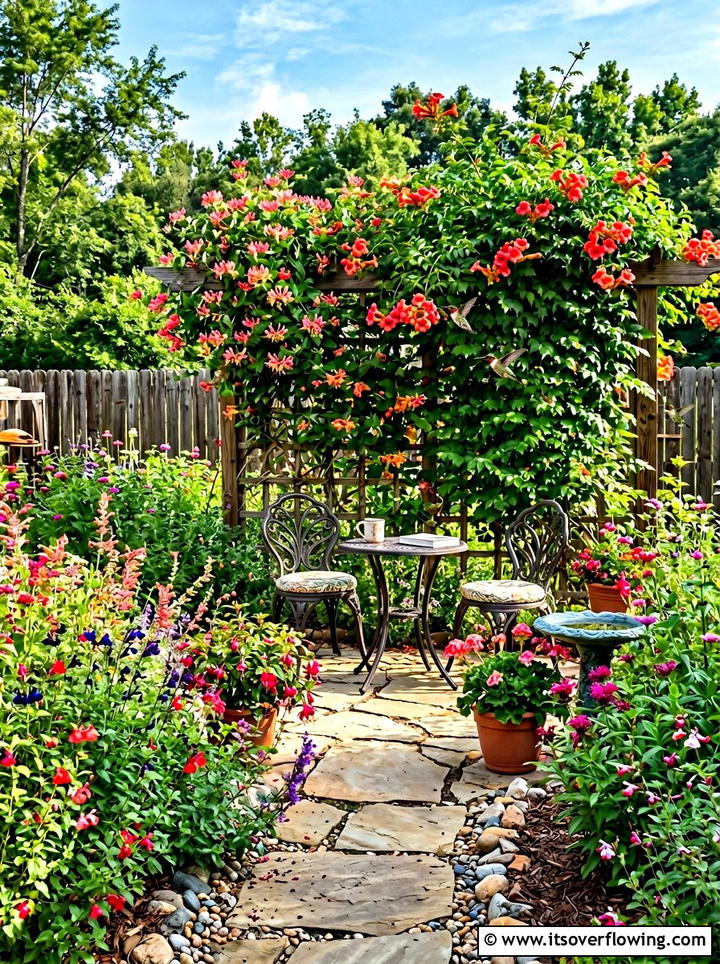 Hummingbird garden with tubular flowers - 25 backyard ideas with native plants