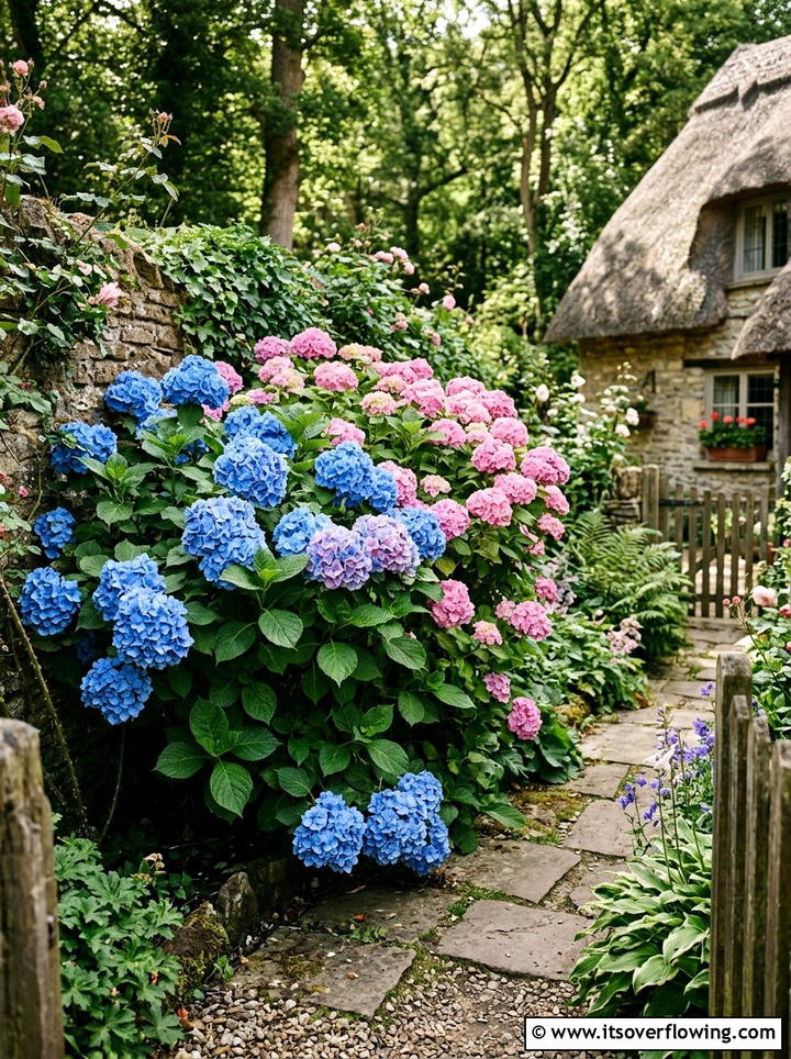 Hydrangea Shrub Corner - 25 small garden ideas with cottage style
