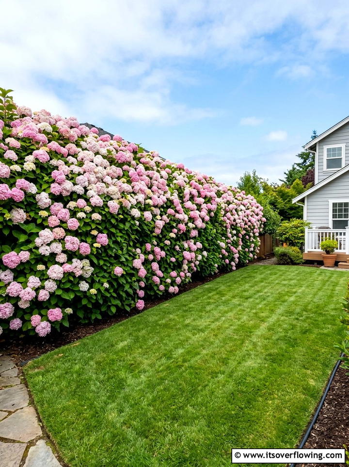 Hydrangea hedge for privacy - 25 garden ideas with hydrangeas