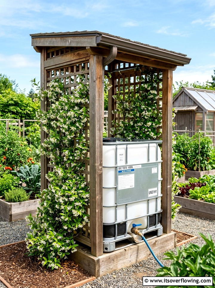 IBC tote water tank - 25 recycled garden ideas with rainwater collection