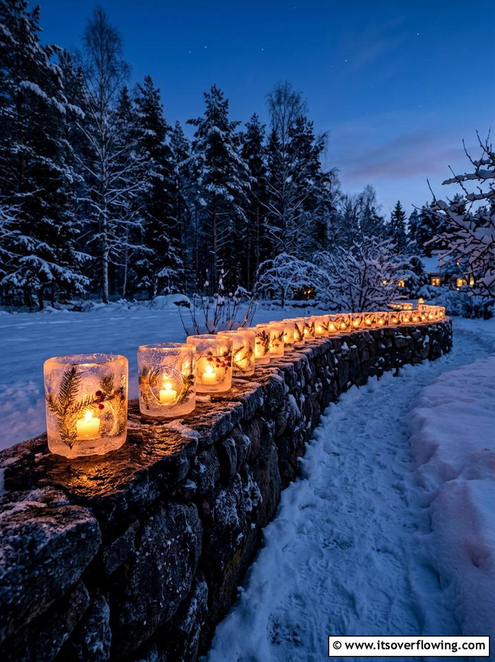 Ice Lantern - 25 garden decor ideas with winter decor