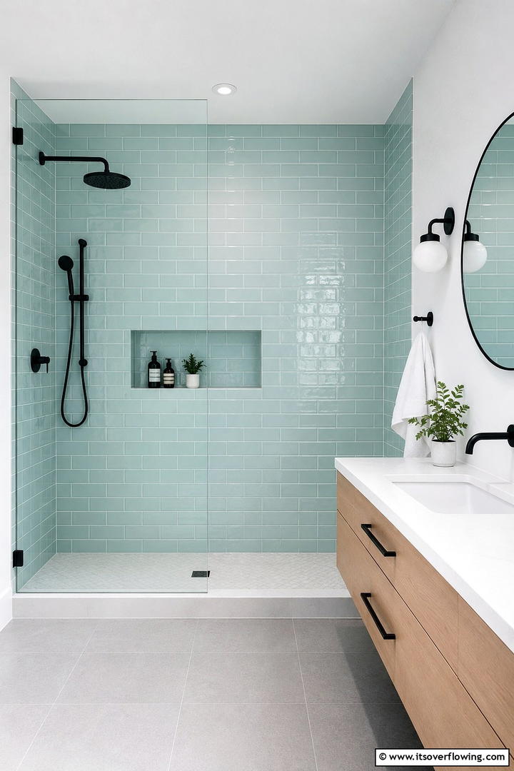 Icy Mint Bathroom Tiles - 30 Pastel Colour Home Design Ideas for a Serene Ambiance