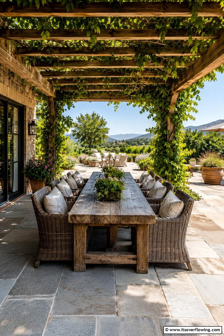 Idyllic Patio Dining Area - 30 Spanish Mediterranean House Ideas for Warm Exteriors
