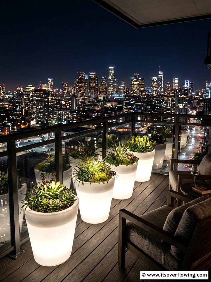 Illuminated planters for small balcony - 25 small garden ideas with lighting