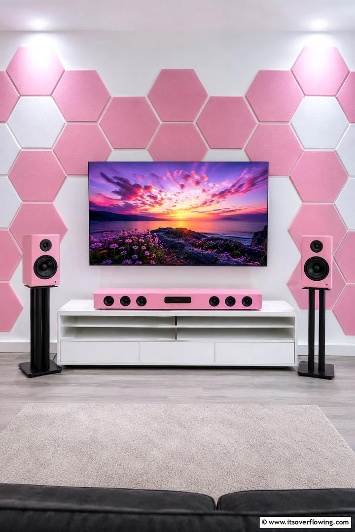 Immersive Pink Sound System Setup - 30 Pink Gaming Setup Ideas for a Vibrant Play Space