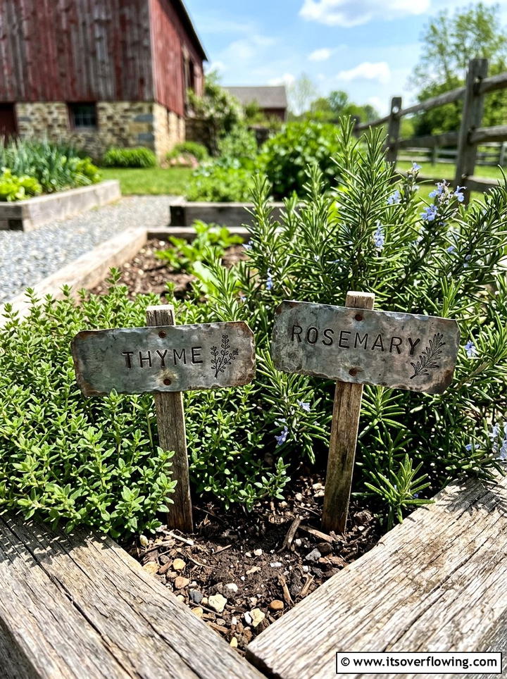 Individual Herb Markers - 25 upcycled garden ideas with tin cans