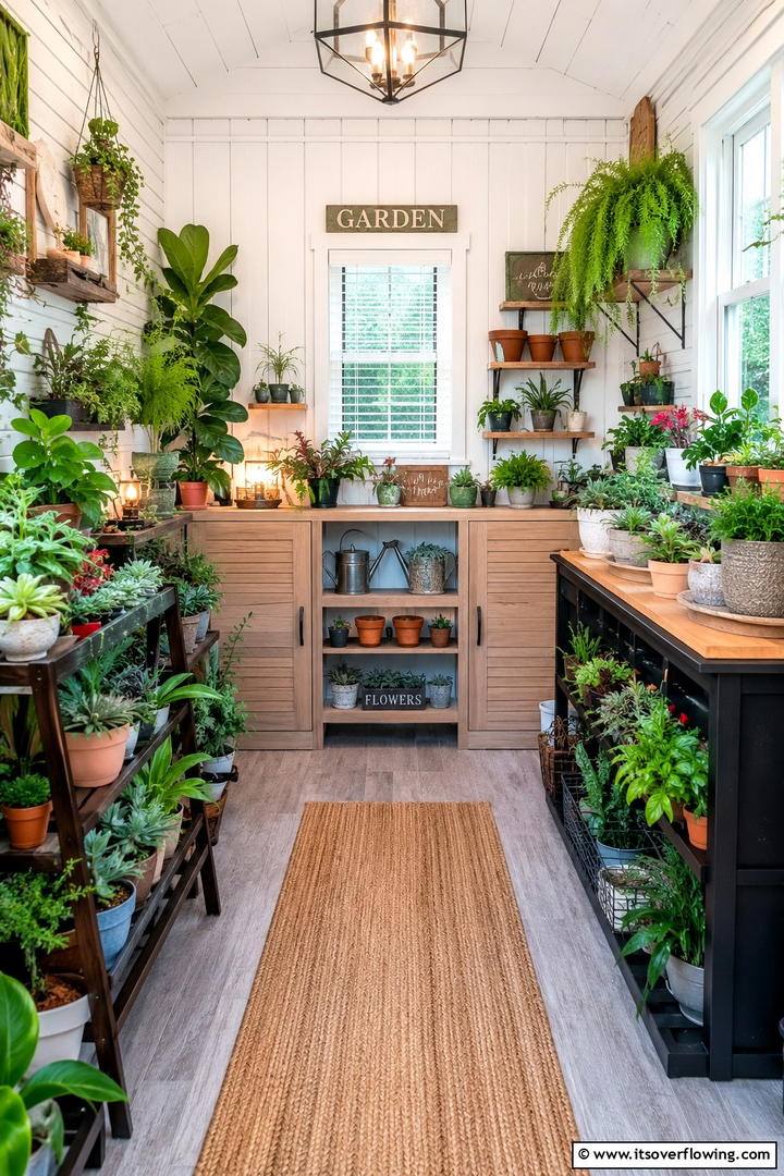Indoor Garden Haven - 30 She Shed Interior Ideas for Personalized Retreats