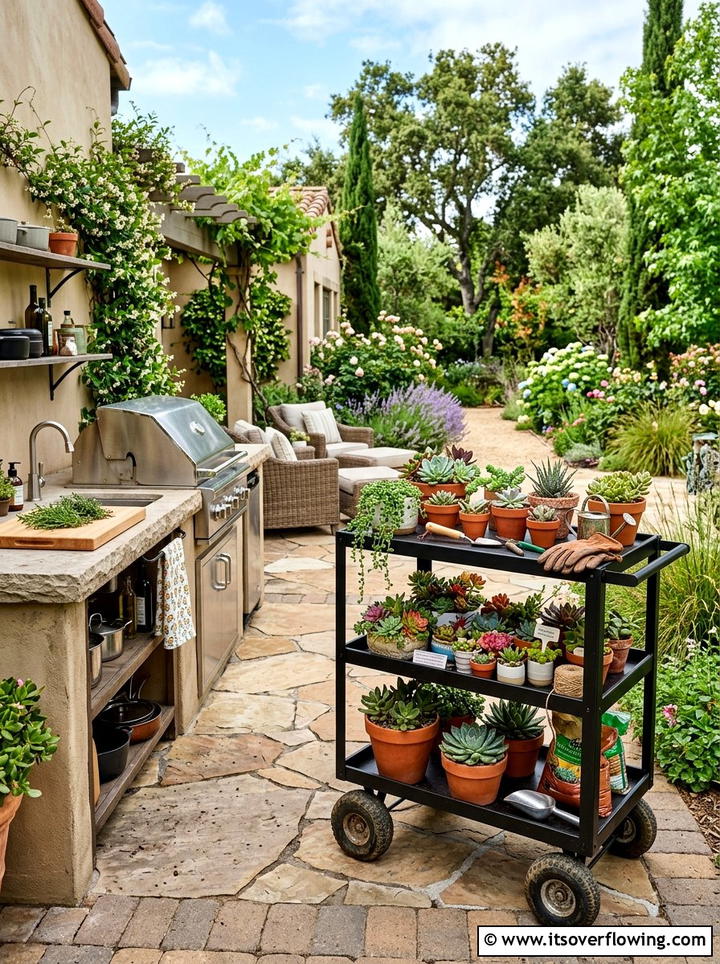 Indoor outdoor succulent cart - 25 backyard decorating ideas with succulent pots
