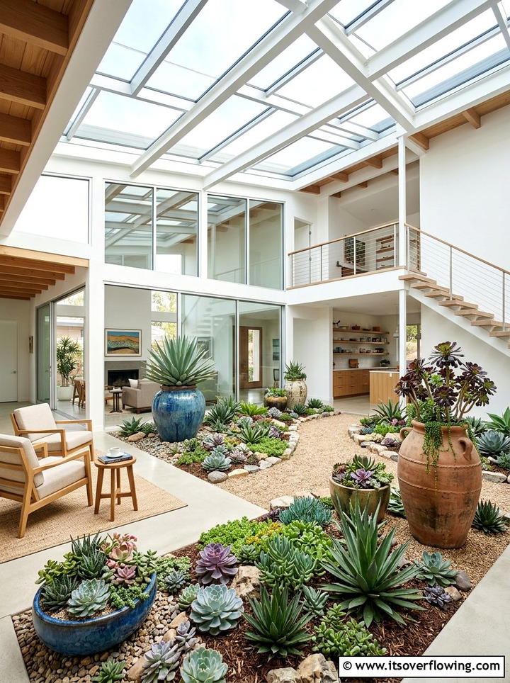 Indoor succulent courtyard - 25 garden design ideas with succulent beds