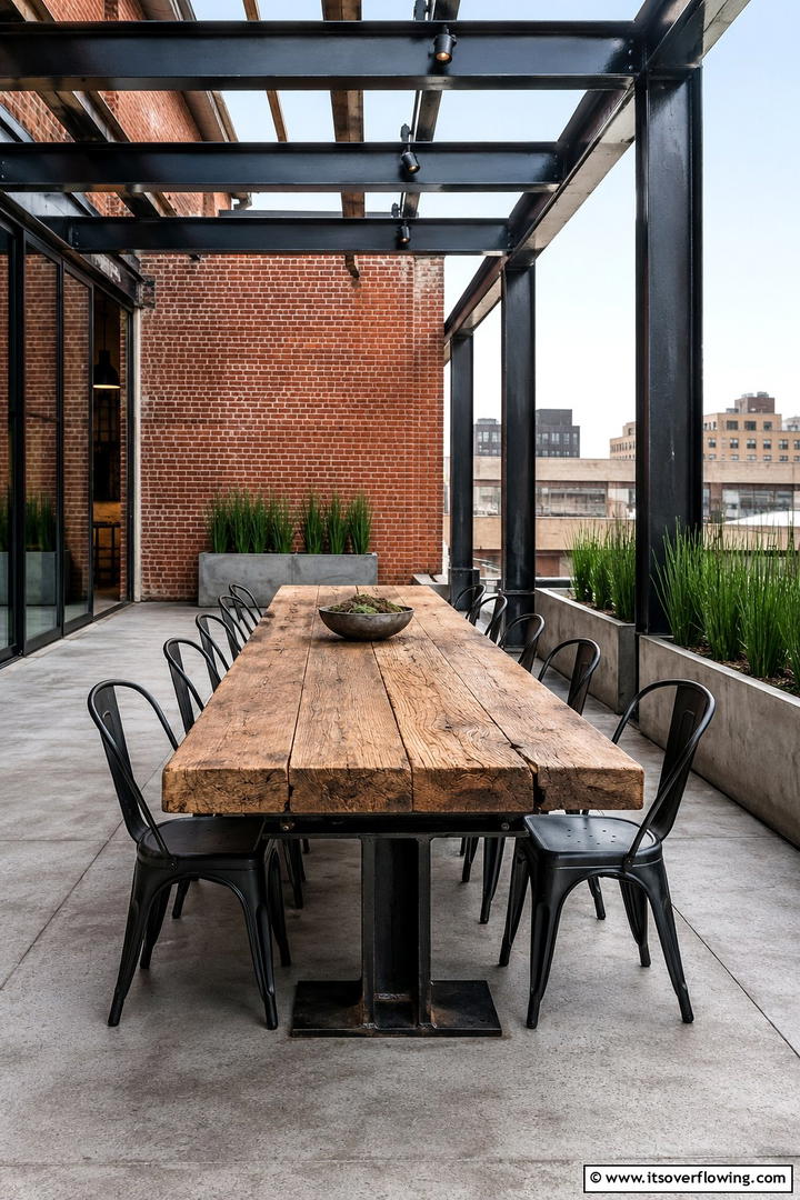 Industrial Chic Outdoor Dining - 30 Inviting Outdoor Dining Area Ideas for Al Fresco Meals