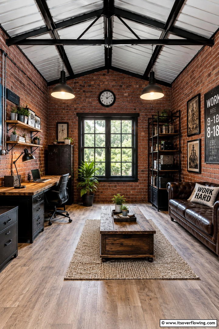 Industrial Chic Space - 30 She Shed Interior Ideas for Personalized Retreats