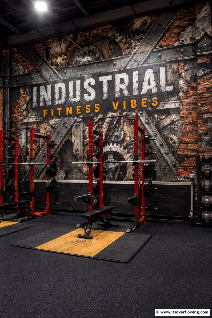 Industrial Fitness Vibes - 20 Gym Murals to Inspire Your Workout Space