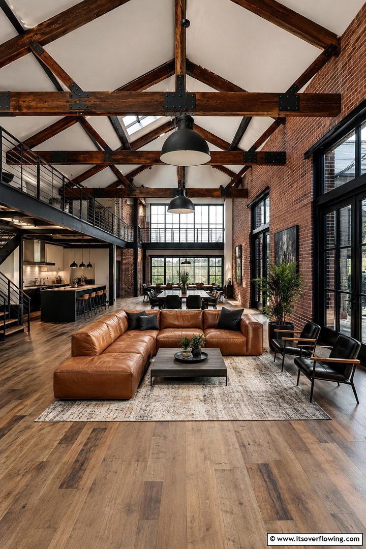 Industrial Loft Ambiance - 30 Vaulted Ceiling Ideas with Beams for Dramatic Room Designs