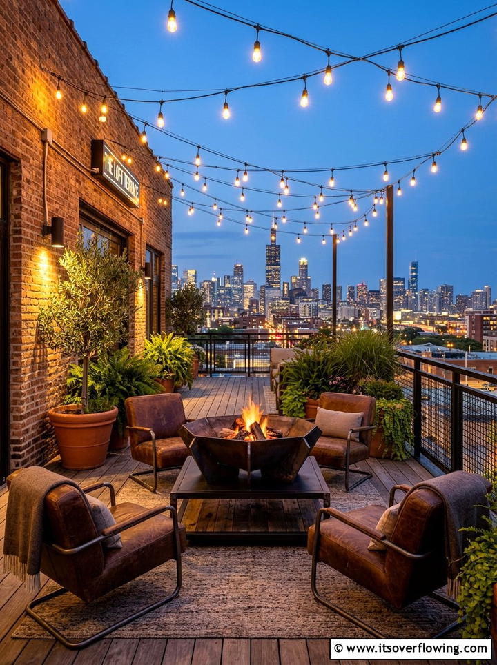 Industrial Loft Terrace - 25 backyard decorating ideas with tabletop fire bowls