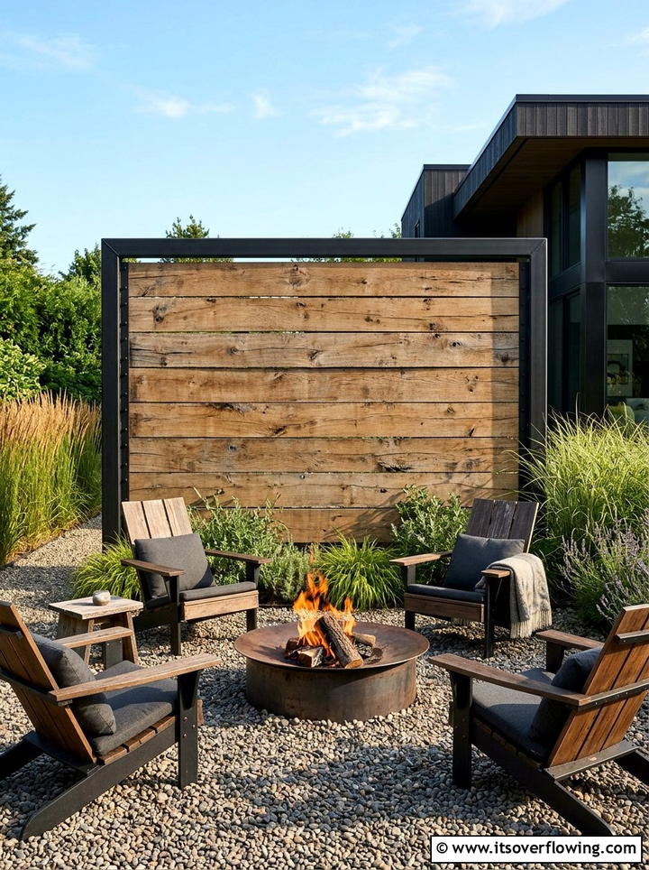 Industrial Metal And Wood Panel - 25 garden decor ideas with privacy panels