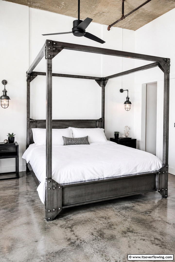 Industrial Metal Canopy Bed - 25 Stunning Canopy Bed Ideas for a Dreamy Bedroom