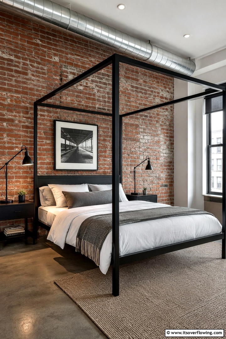 Industrial Metal Frame Canopy Bed - 25 Stunning Canopy Bed Ideas for a Dreamy Bedroom