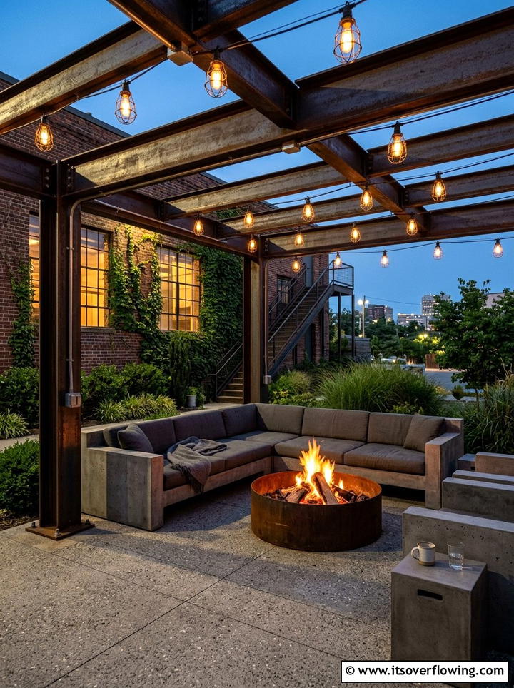 Industrial Pergola Cage Lights - 25 backyard decorating ideas with pergola string lights
