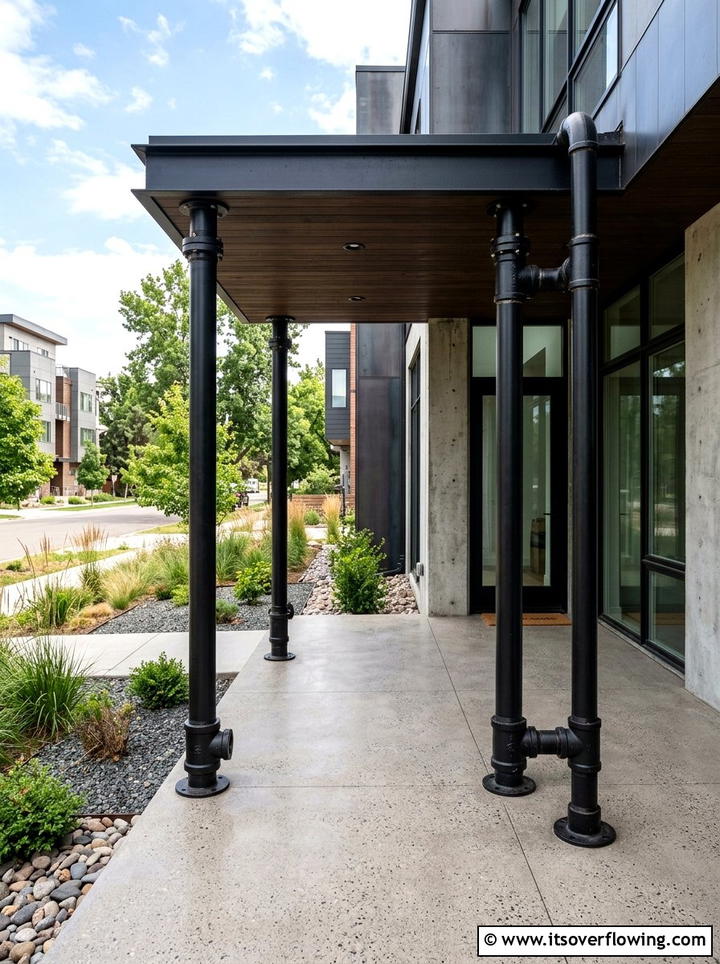 Industrial Pipe Column Front Porch - 25 front porch ideas with columns