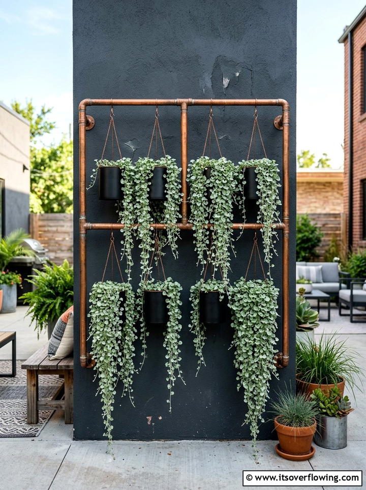 Industrial Pipe Planter - 25 garden ideas with vertical gardens
