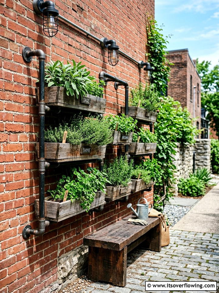 Industrial Pipe Planter - 25 creative garden ideas with wall mounted planters