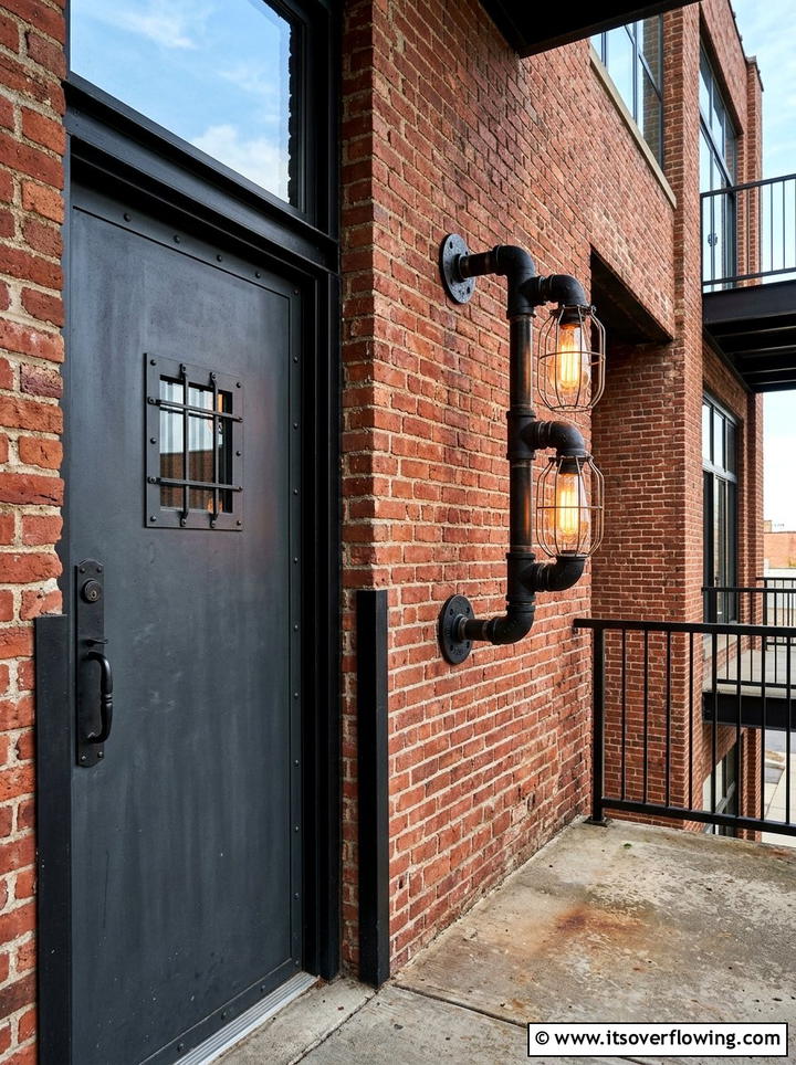 Industrial Pipe Style Porch Light - 25 front porch ideas with motion lights