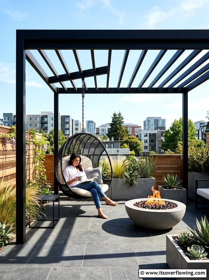 Industrial Steel Pergola - 25 backyard ideas with shade structures
