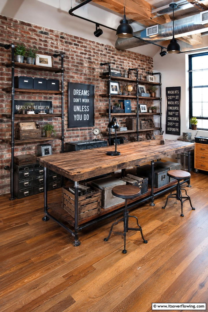 Industrial Style Craft Accents - 30 Small Craft Room Ideas for Organized Creative Spaces