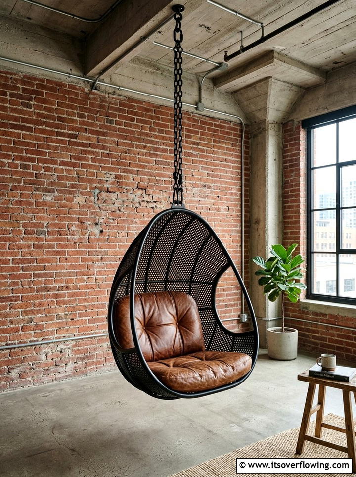 Industrial Style Hanging Chair - 25 front porch ideas with hanging chair