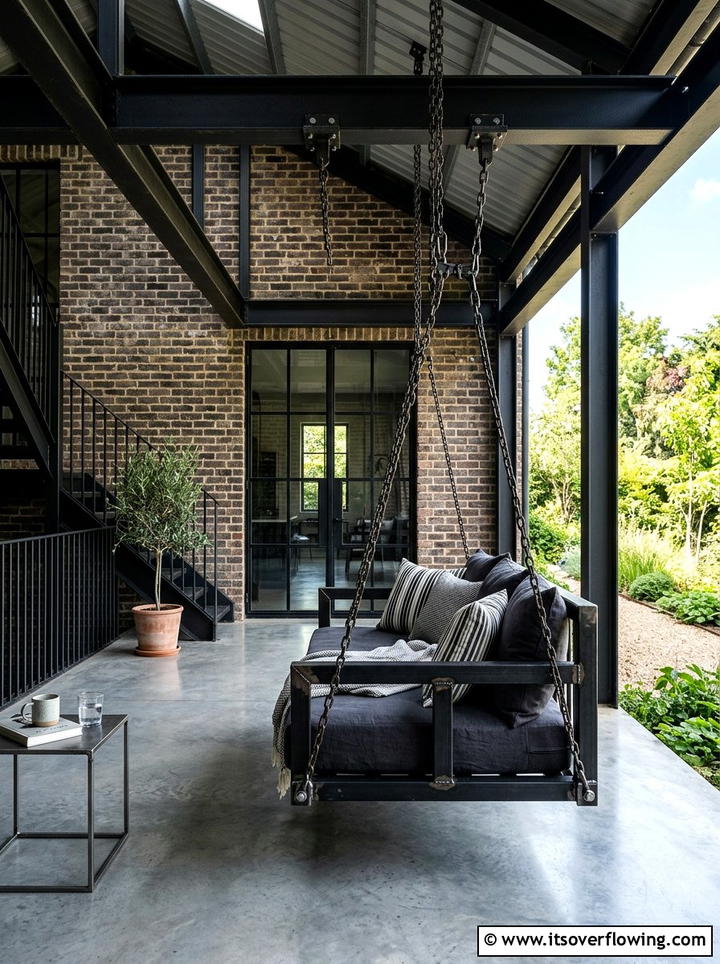 Industrial Style Metal Porch - 25 front porch ideas with porch bed swing