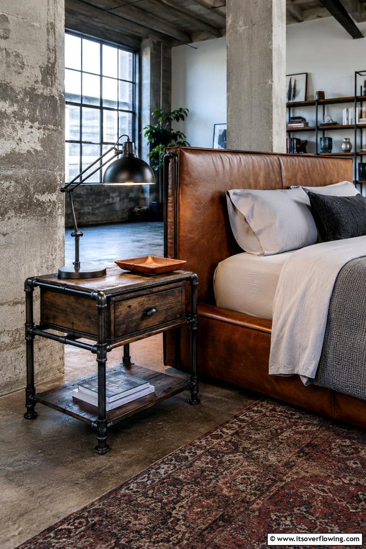 Industrial Style Nightstand - 30 Nightstand Decor Ideas to Enhance Your Bedroom Style