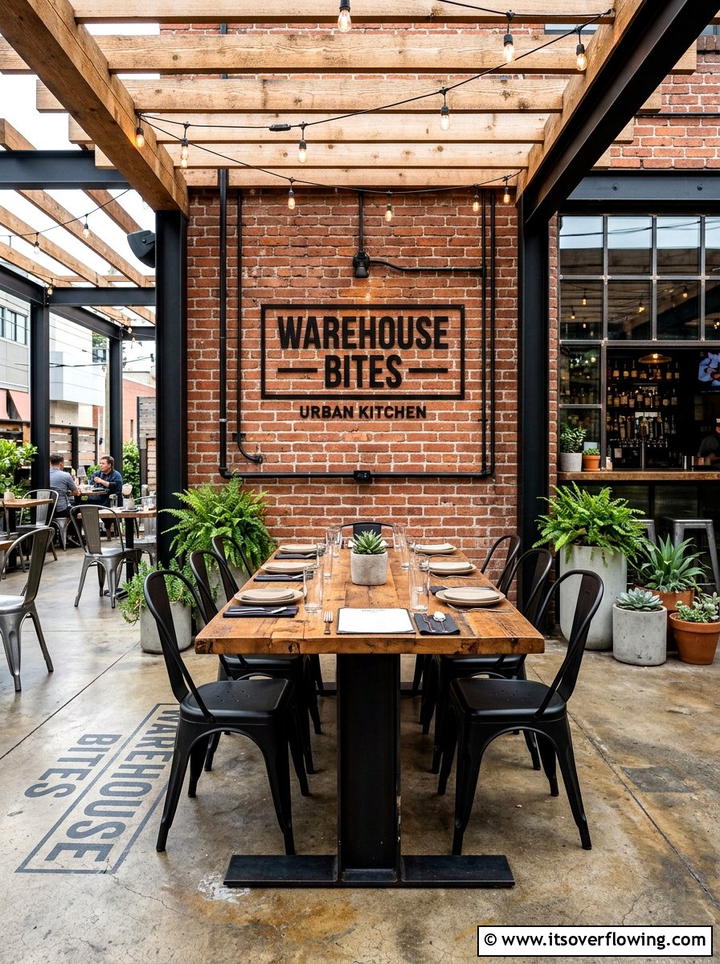 Industrial Style Outdoor Dining - 25 backyard ideas with dining area
