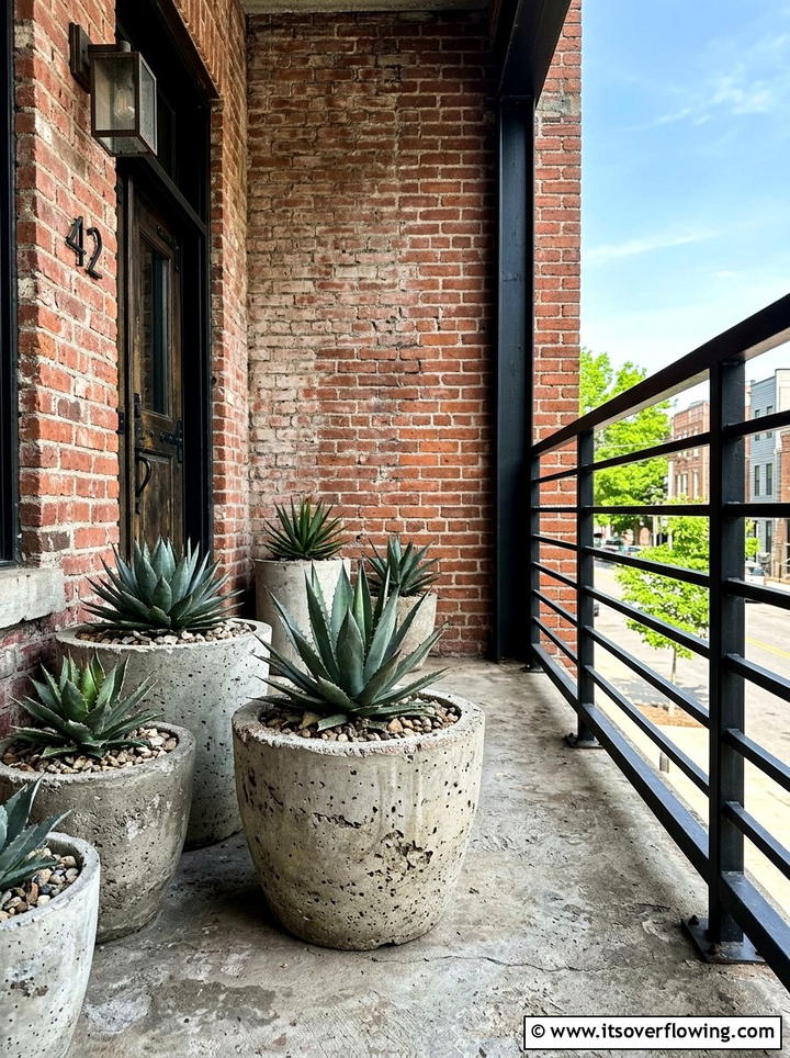 Industrial Style Porch Pots - 25 front porch ideas with concrete planters