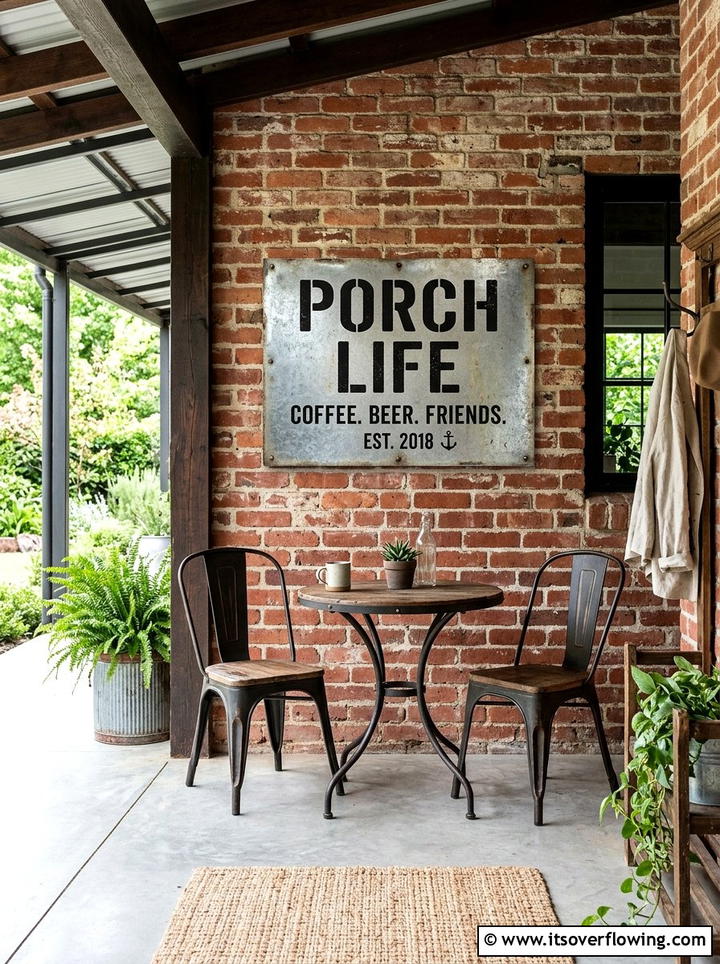 Industrial Style Wall Sign - 25 front porch decor ideas with signs