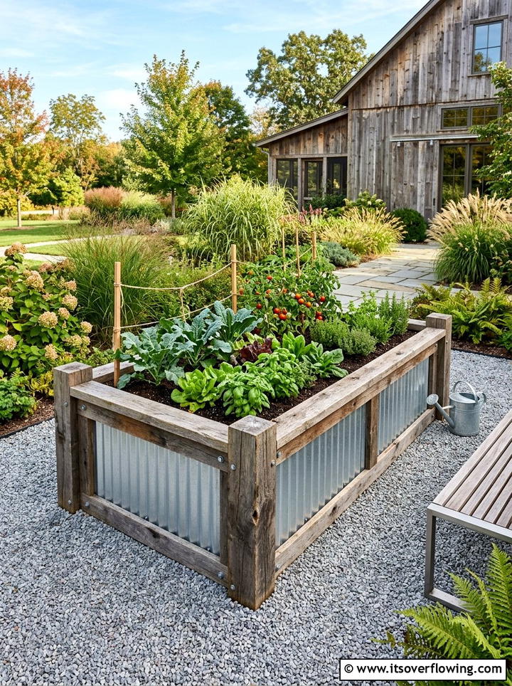 Industrial Wood And Metal Garden Bed - 25 creative garden ideas with reclaimed wood beds
